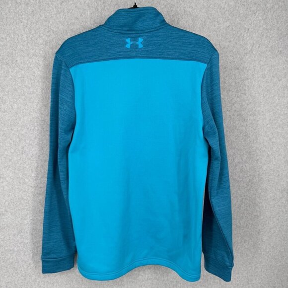 Under Armour Mens Fleece Lined 1/4 Zip Pullover Size S Blue Loose Fit Coldgear - Picture 4 of 11